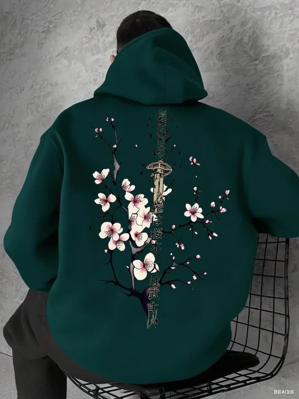Japan Cherry Blossom Men Women Pullover Hoodie Street Casual Harajuku Y2K Retro Loose Sport Daily Autumn Winter Sweatshirt Top — image 5