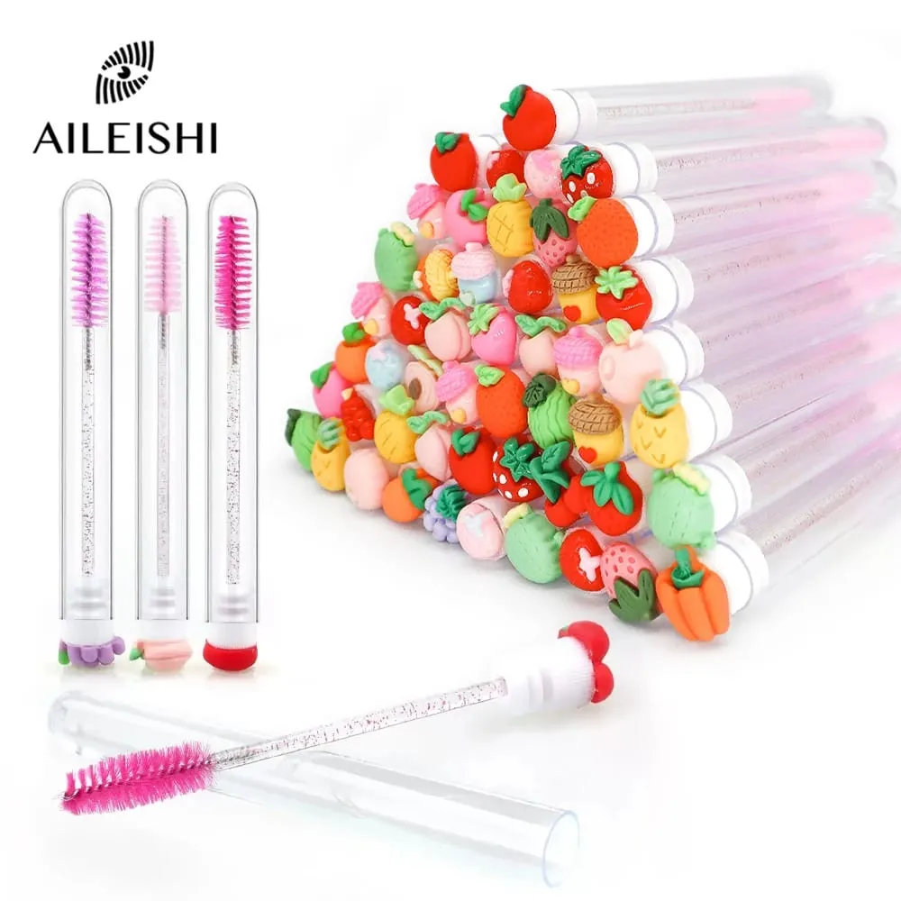 10 /50PCS Set Fruit Collection Mascara Brush Reusable Lash Brush Tube Spoolies Lash Extension Brushes Applicators Makeup Tools — image 1