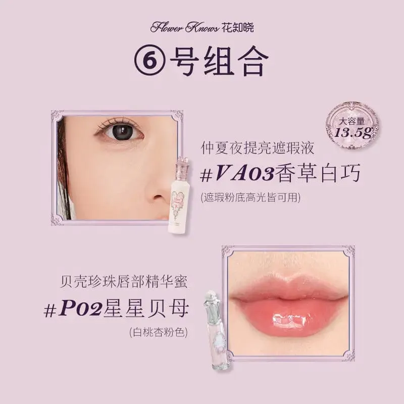 Flower Knows คอนซีลเลอร์ Lip Glaze Duo Brightening คอนซีลเลอร์ & Glossy Lip Lacquer เซ็ต 2 ชิ้นสำหรับ Flawless Base & Juicy Lips — image 10