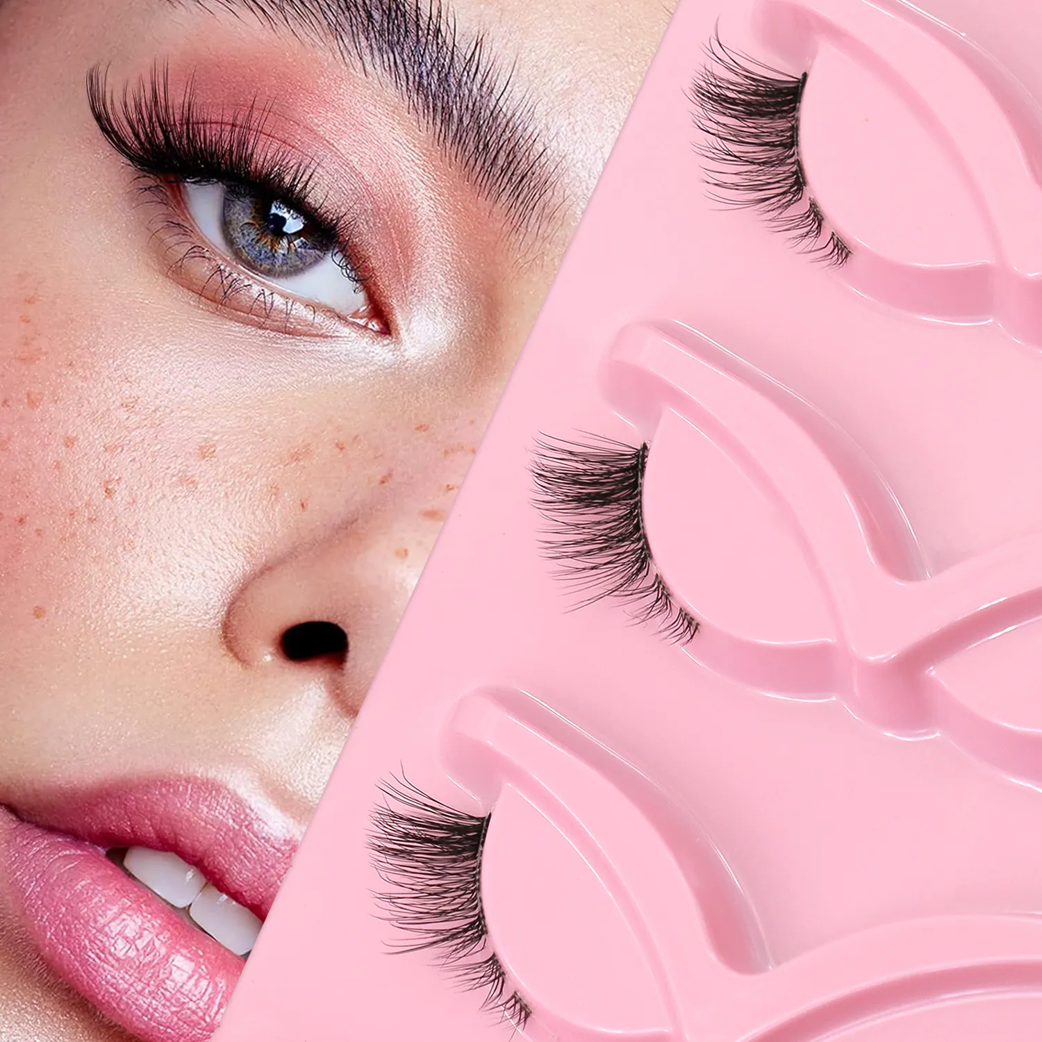 Medias pestañas, pestañas de ojo de gato, apariencia Natural, pestañas postizas tenues, pestañas postizas de imitación de visón, banda transparente, maquillaje de pestañas postizas naturales — image 2