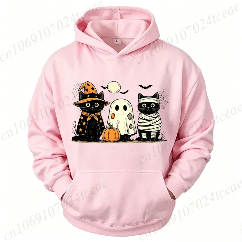 Black Cat Pumpkin Hoodies Ghots Gothic Fall Cat Sweatshirts Sweatshirts Halloween Spooky Season Tracksuits Halloween Party Gift — image 5