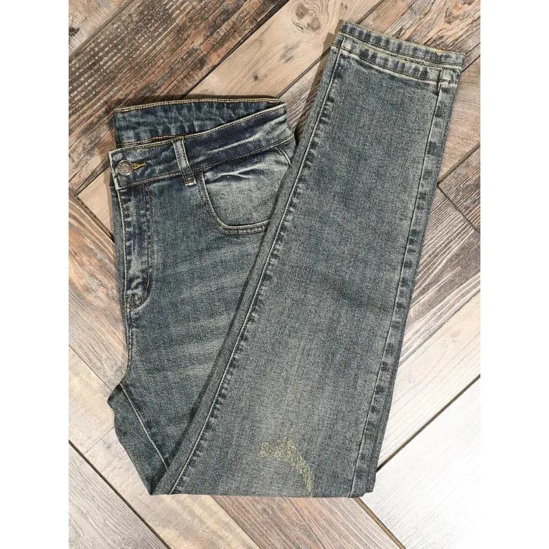 Classic minimalist retro blue jeans men's stretch slim fit 2025 autumn street fashion nostalgic small leg pants — image 6