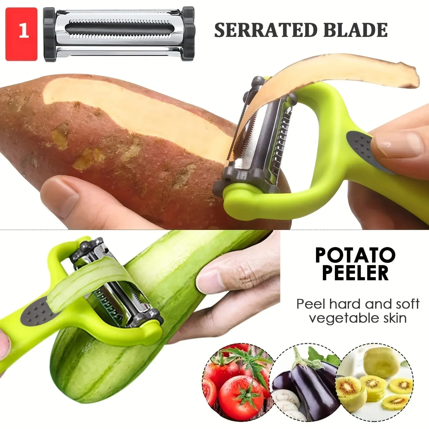 3-in-1 Multifunctional Fruit & Vegetable Peeler Paring Knife Grater & Shredder - The Ultimate Kitchen Tool Kitchen Accessories — image 6