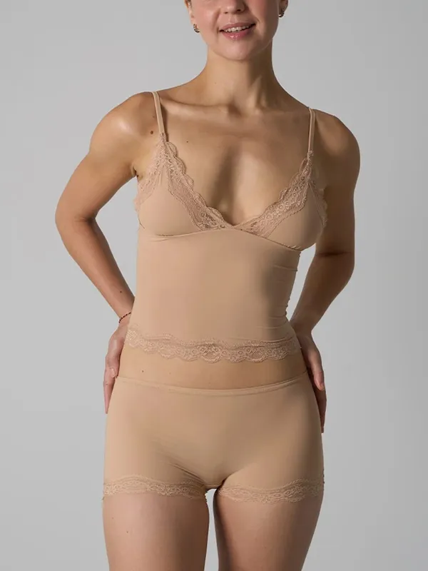 Pink Lace Trim Bra Sets Woman Sexy Triangular Cup Seamless Bras+Low Waist Boxer Briefs Solid Soft Comfort Underwear 2 Piece Set — image 9
