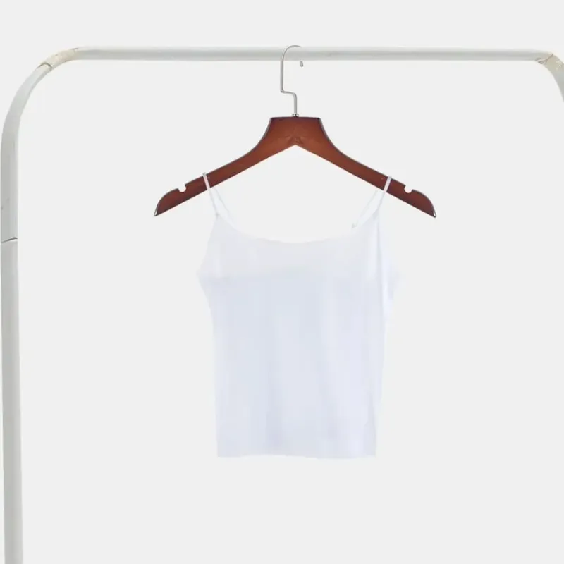 Thin Ice Silk Traceless Sling Tank Top Bralette Crop Tops Strap Skinny Vest Tops Solid Color Slim Fit Sleeveless Camisole Women — image 3