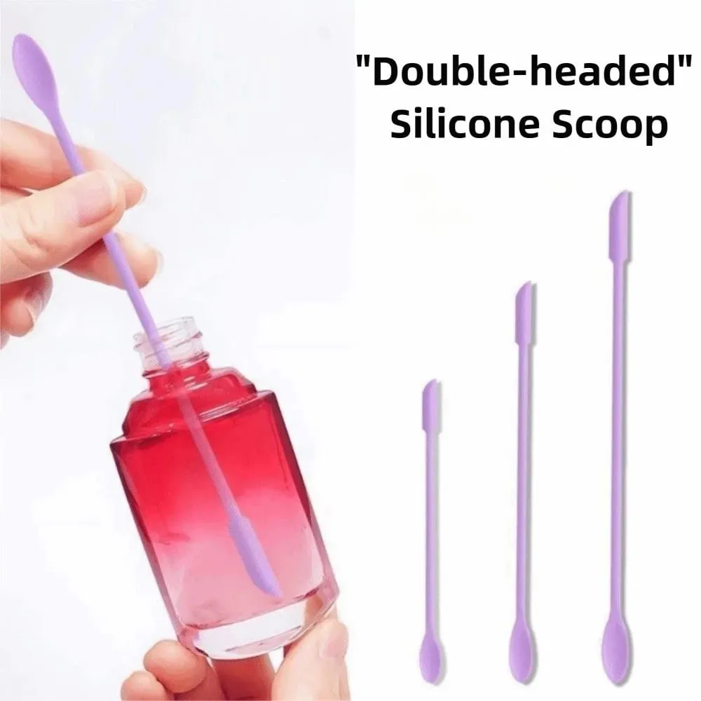 3pcs Portable Mini Silicone Scraper Double-head Lengthened Face Mask Brush Soft Jam Scraping Spoons Makeup Brushes Set — image 4