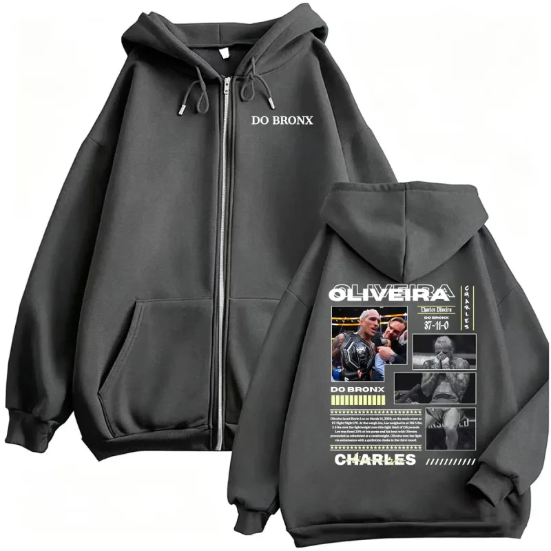 Do Bronxs Charles Oliveira Sweatshirt Jacket Coats Men Women Violence Aesthetic Zipper Hoodies High Quality Fleece Zip Up Hoodie — image 4
