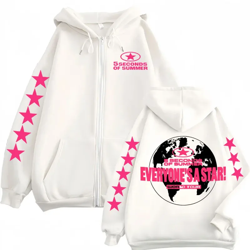 5 Seconds of Summer Everyone's A Star World Tour Zip Up Hoodies Men Women Harajuku Hip Hop Gothic Jacket Sweatshirt Hoodie Coats — image 8