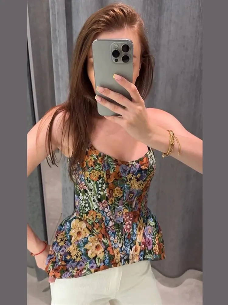 Sexy Print Sling Fishbone Corsets Women Backless Zipper Sleeveless Slim Tops Female 2026 Summer New Chic Evening Party Tanks — image 5
