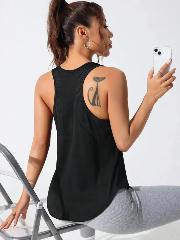 Womens Solid Sleeveless Tops Quick Drying Summer Sports Vest Loose Breathable Soft Gym Outdoor Wear Basic Womans Tank Shirts — image 2