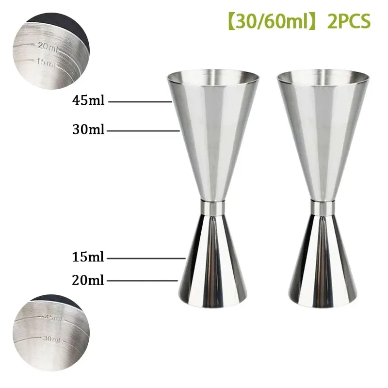 30/45/60/90ml Measuring Cup 304 Stainless Steel Measure Cup Cocktail Shot Drink Spirit Jigger Mixed Beaker Liquid Measuring Cups