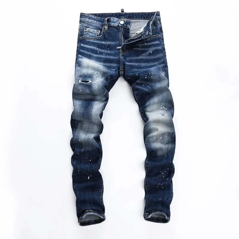 new design D2 Man Jeans Pants Cotton straight Slim Jeans Denim Designer Badge ZIPPER COOLGUY JEANS blue top quality 8544