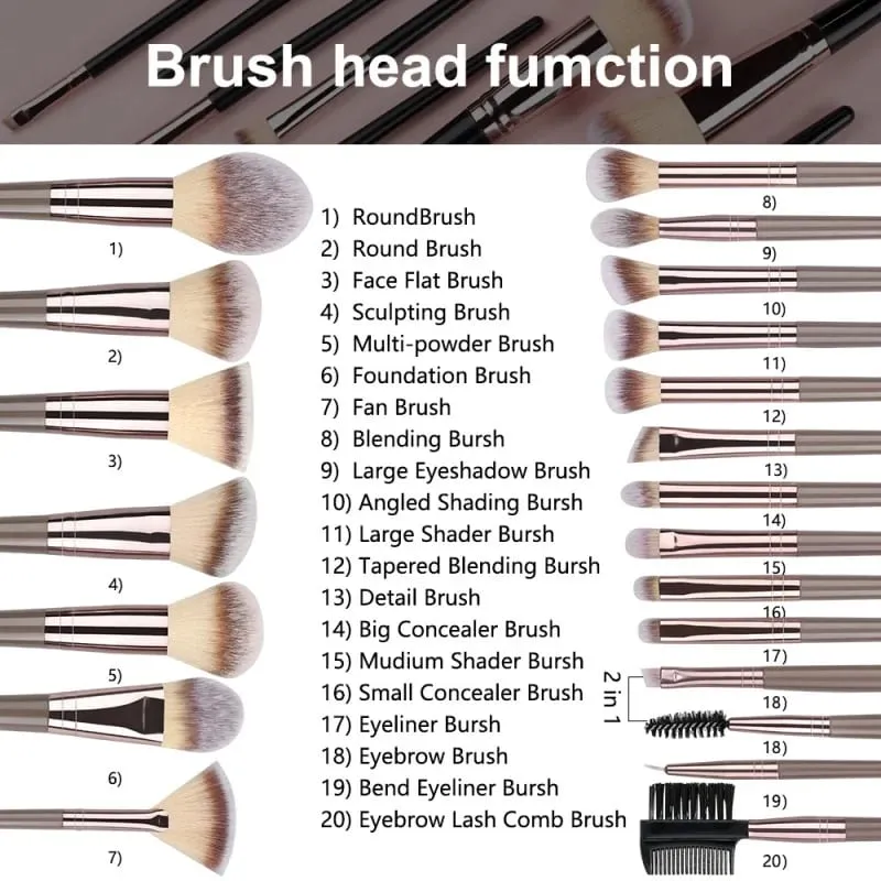 3-20PCS Makeup Brushes Soft Fluffy Makeup Brush Set Cosmetic Tools for Foundation Powder Eyeshadow Kabuki Blending Beauty Tool — image 4