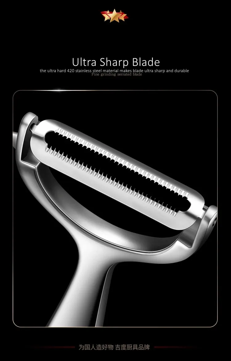LFGB Certificated Pure 304 Stainless Steel Peeler Ultra Sharp Blade Fruit and Vegetable Zester Family Kitchen Peeling Tool — image 9