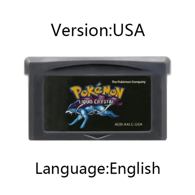GBA Pokemon Game Cartridge 32-Bit Video Game Console Card AshGray Liquid Crystal Light Platinum Moemon Emerald English Language — image 2