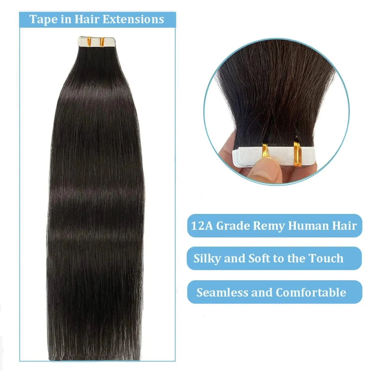 Straight Tape In Hair Extensions 100% Human Hair Blonde Brown Double Sided Adhesive Tape In Hair Natural Seamless Skin Weft — image 6