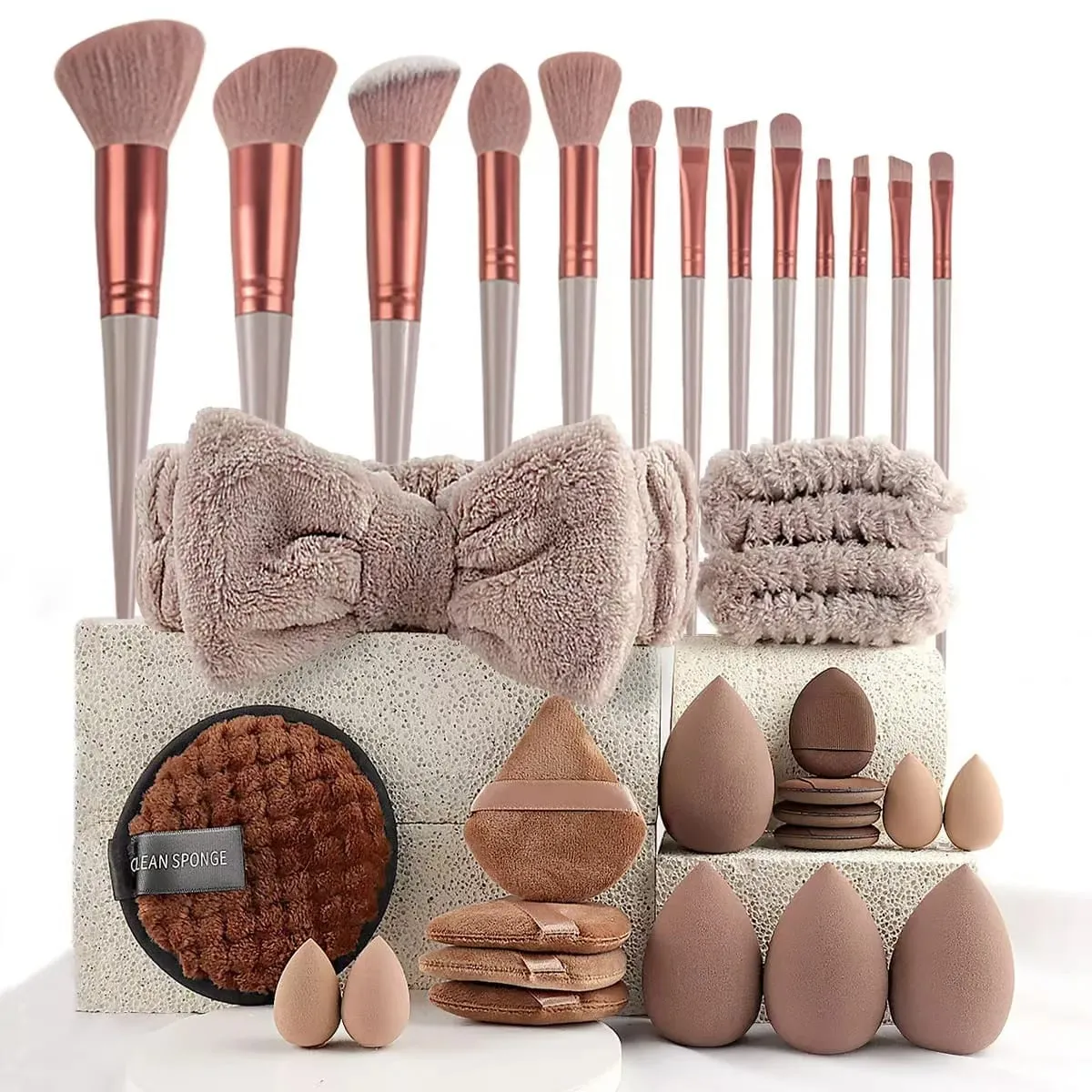 33pcs beauty set makeup kit large and small beauty sponges for flawless makeup application and removal of makeup full set — image 6