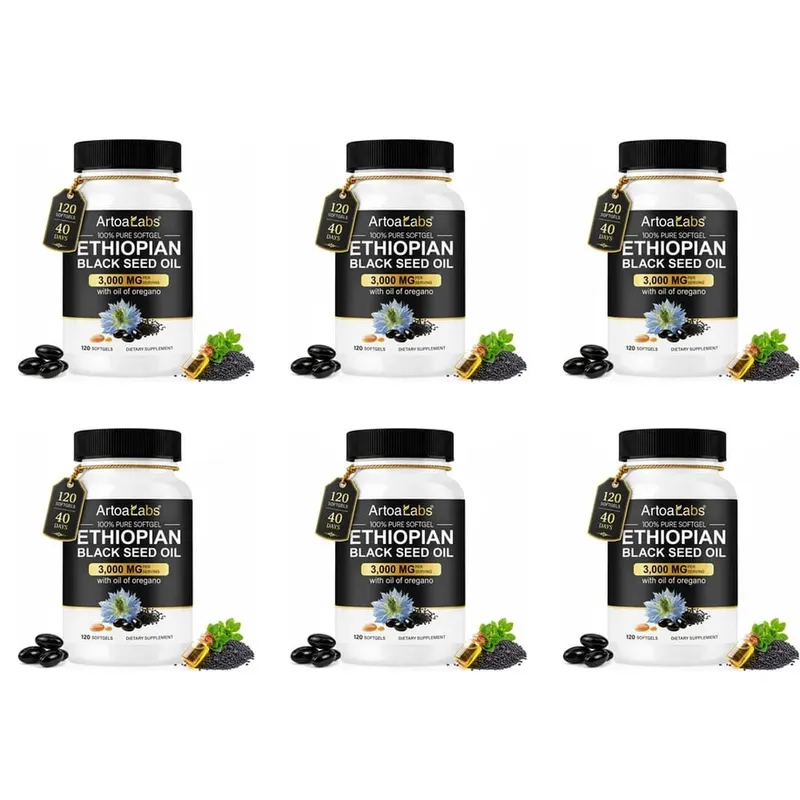 Minyak Habbatus Sauda Ethiopia 3000Mg Kapsul Gel Lunak dengan Minyak Oregano Mendukung Kesehatan Kekebalan Tubuh, Keseimbangan Pencernaan & Vitalitas Harian 120 Hitungan