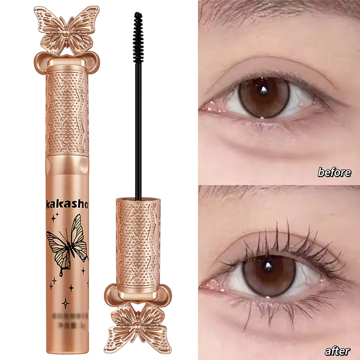 Kakashow Silk Fiber Matte Mascara Makeup Ultra-Fine Brush Lengthens Eyelashes Waterproof Fast Dry Black Curling — image 2