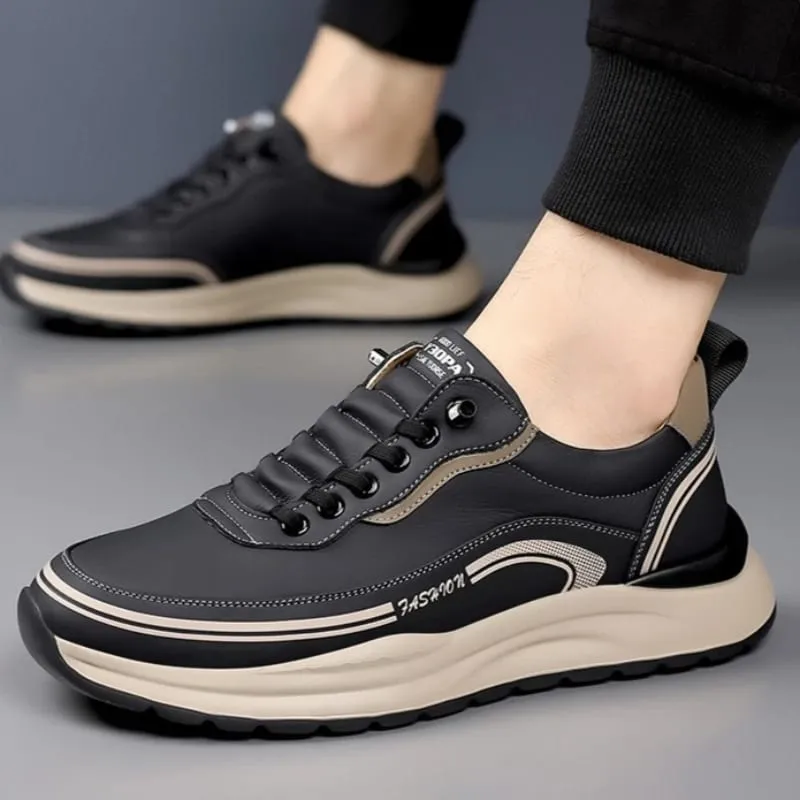 Luxury Men's Sneakers Leather Mens Running Shoes Wear Resistant Non Slip Casual Shoes Soft Sole Men Shoes Comfortable Zapatillas