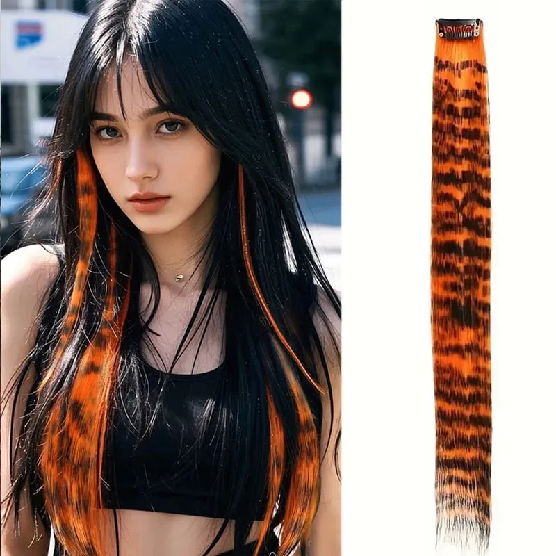 Rainbow Colored Feather Clip In Hair Extensions 18inch Synthetic Hair Piece Y2K Fashion For Women Girls Cosplay Party Halloween — image 9