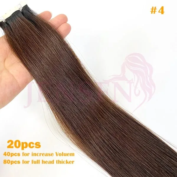 Mini Tape In Hair Extensions 100% Natural Human Hair Remy Quality Straight Seamless PU Tape Ins Brown blonde For Salon — image 10