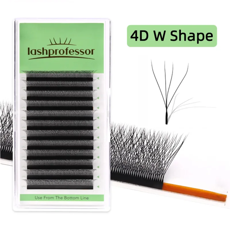 NEW Brown W Shaped Lashes 3D Fairy Clover Lashes Premade Bloom Fans 3D 5D Eyelash Extension Dark Brown 4DW Lashes