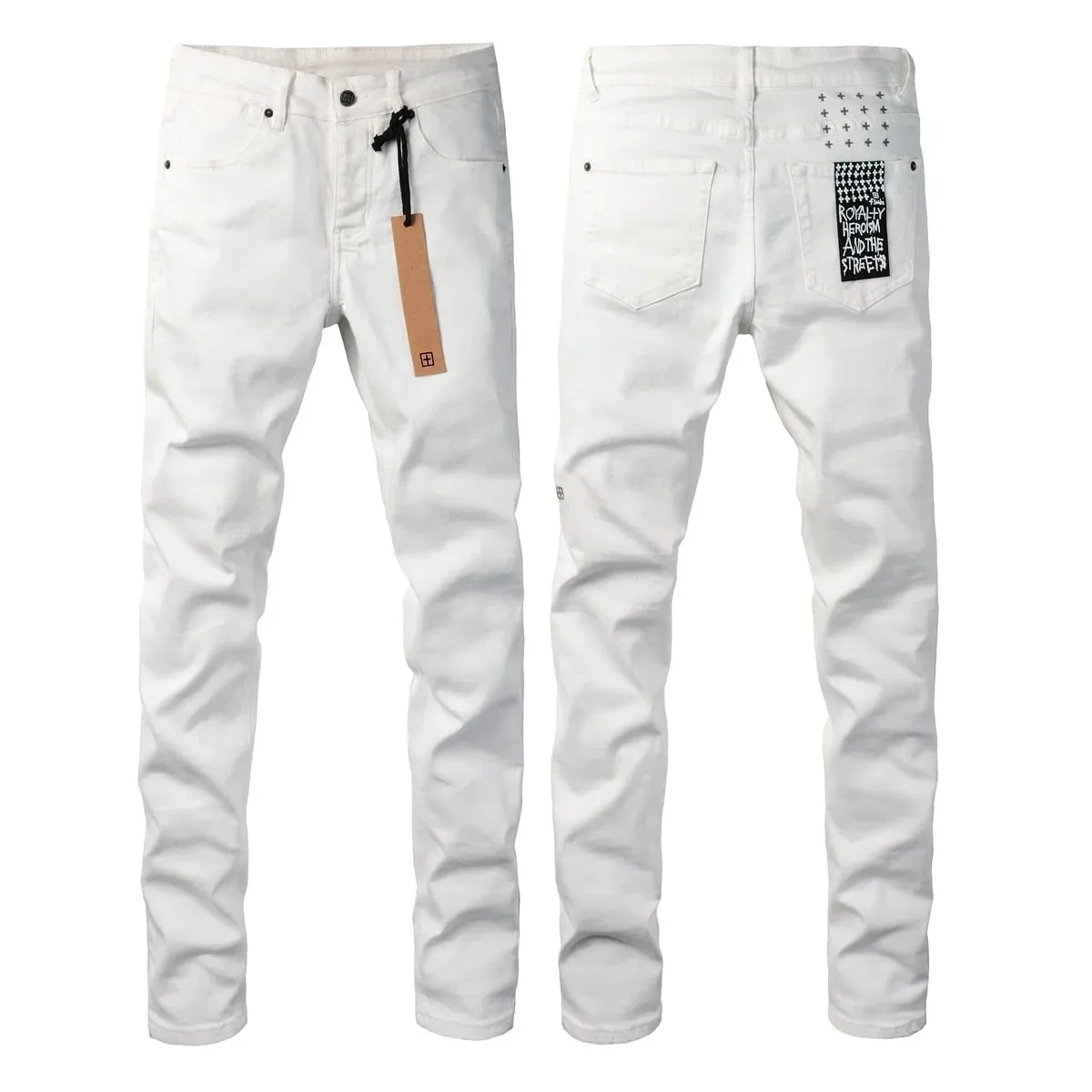 2026 New Arriva Men's Premium White Skinny Jeans Clean Fit Denim Pants High Street Fashion Trousers