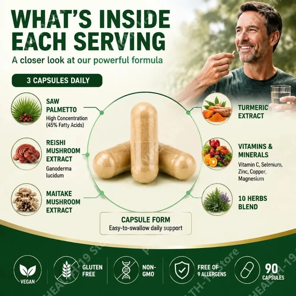 Prostate Health Capsules with Saw Palmetto 2000mg 90 Count Supports Healthy Prostate Function Urinary Flow Urinary Tract Comfort — image 6