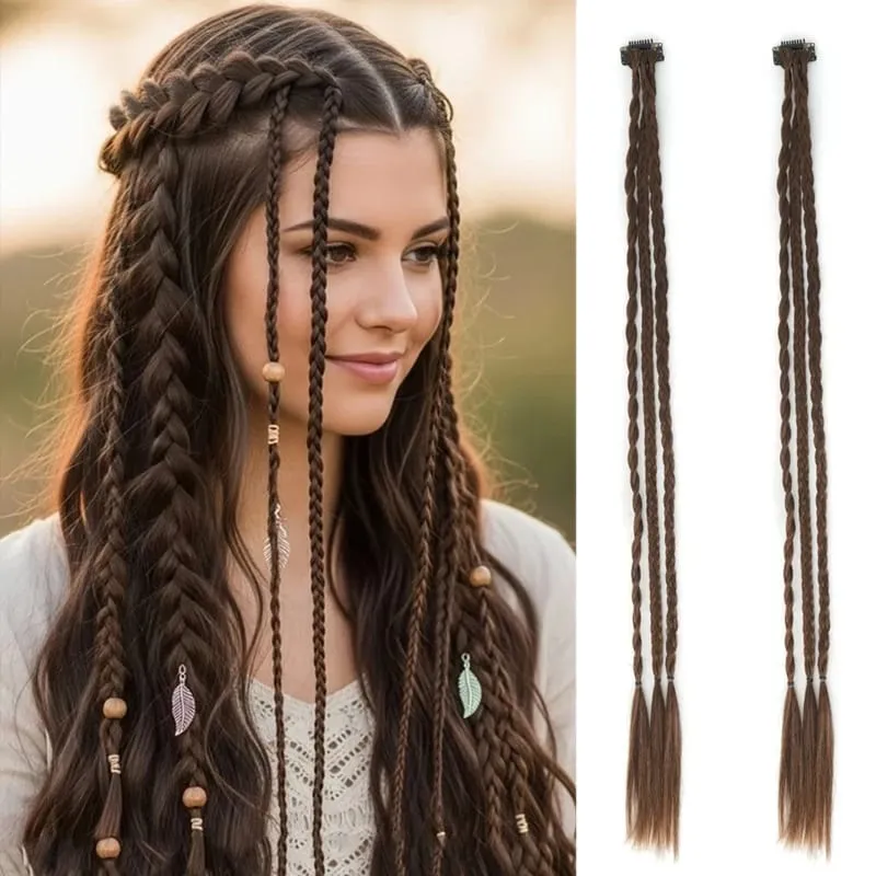 2Pcs Clip‑in Y2K Boxer Braid Ponytail One Clip Three Braids Long Synthetic Fake Hair Extensions For Women — image 10