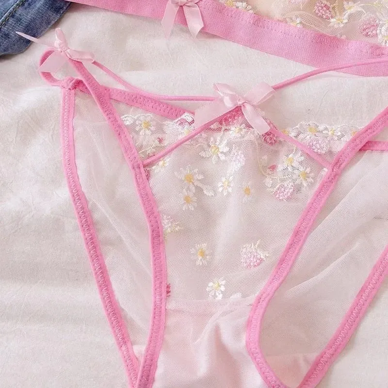 Sexy krajkový Bralette Set pro ženy Triangle Cup Wireless Pohodlné spodní prádlo — image 6