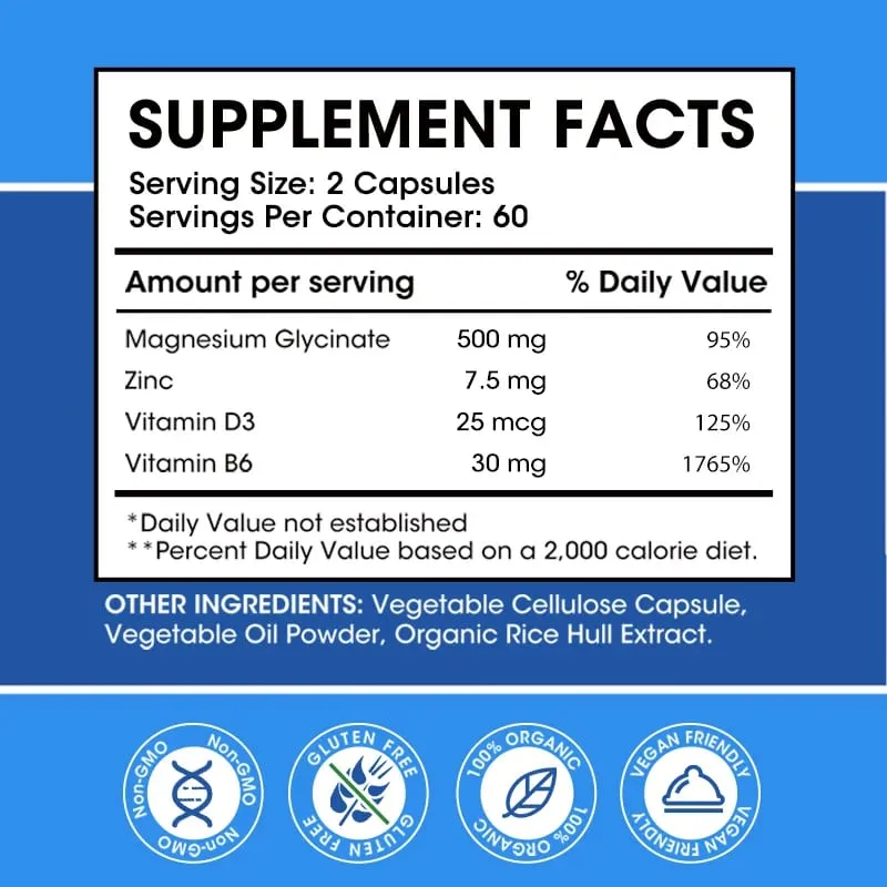 Magnesium Capsules Support Energy Metabolism Heart Rhythm Relax Muscles Stabilize Mood Improve Sleep Quality Relieve anxiety
