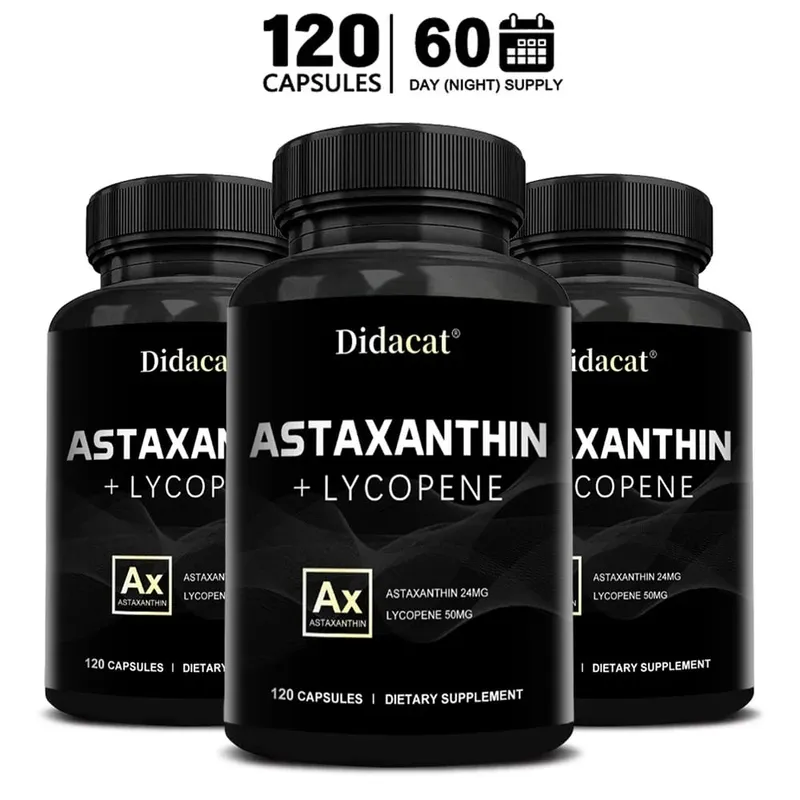 Icelandic Astaxanthin 24mg + Lycopene 50mg Heart Brain Joint Immune Antioxidant Dietary Supplement - 120 Capsules