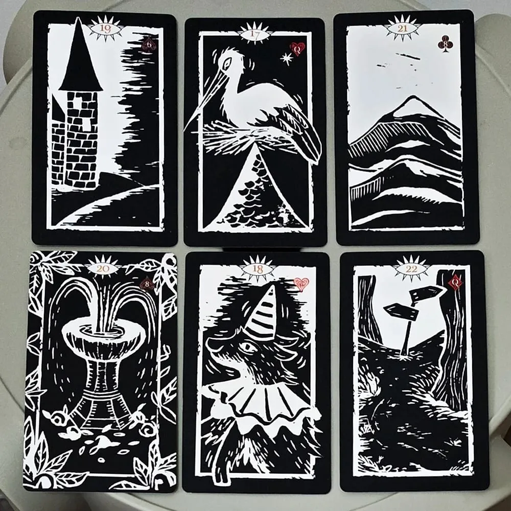 Gulliver Lenormand Oracle Deck 10.3*6cm - 36 Cards Minimalist Black & White Linocut Art — image 6