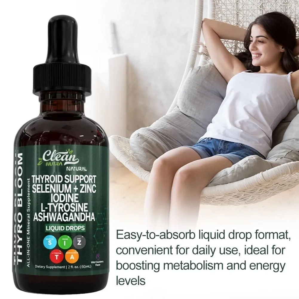 60ml Supplement Liquid Drops Vitamin B3&D12 Selenum Zinc Iodine L-tyrosine Ashwagandha Daily Supplment Bladderwarack Extract — image 3