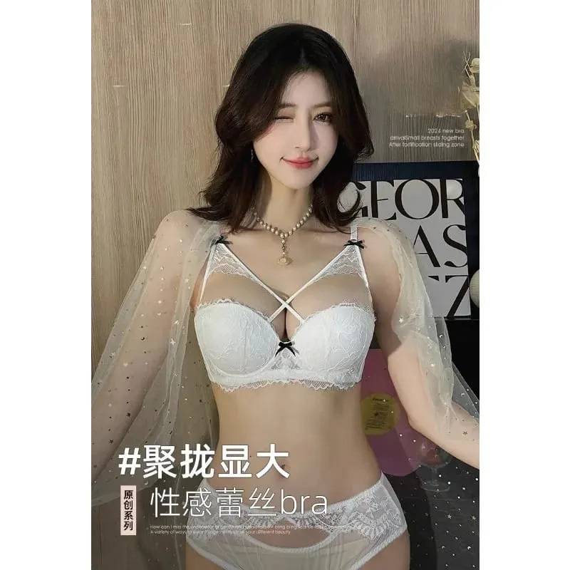Japanese Anime Lingerie Set No Underwire - Summer Bralette Small Breasts Sexy Push Up Lace Bra Comfort Wireless Gather MOYISU — image 5
