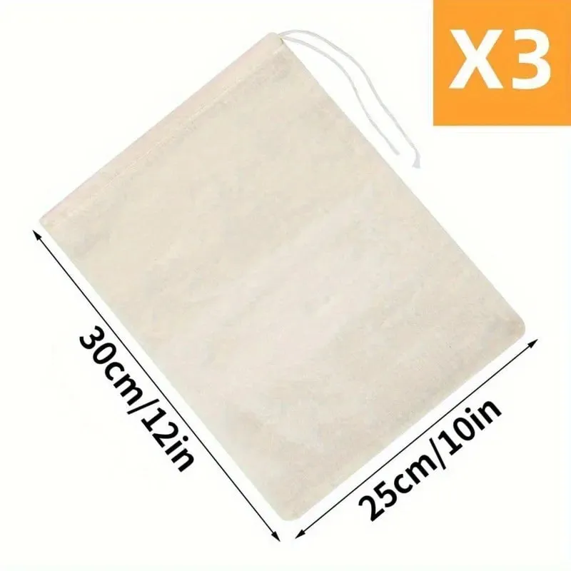 1/3Pcs Reusable Cheesecloth Bags For Straining Coffee Filter Strainers Mesh Pouch Squeezable Natural Straining Nut Milk Fi — image 8