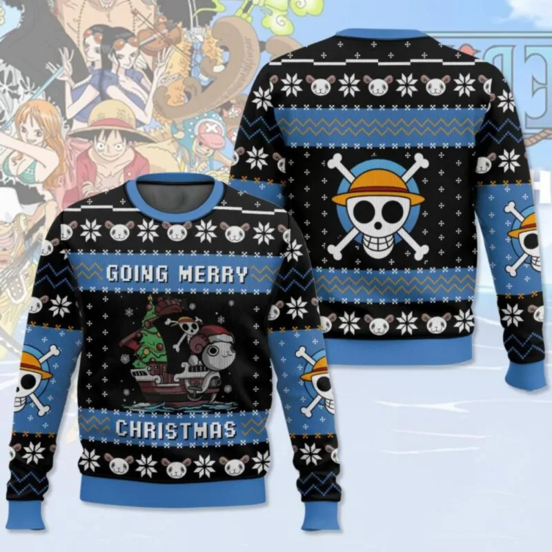 New sweater, Japanese anime, Luffy, Robin, Bandai, One Piece, 3D hoodie, Christmas sweatshirt, men's round-neck T-shirt — image 10