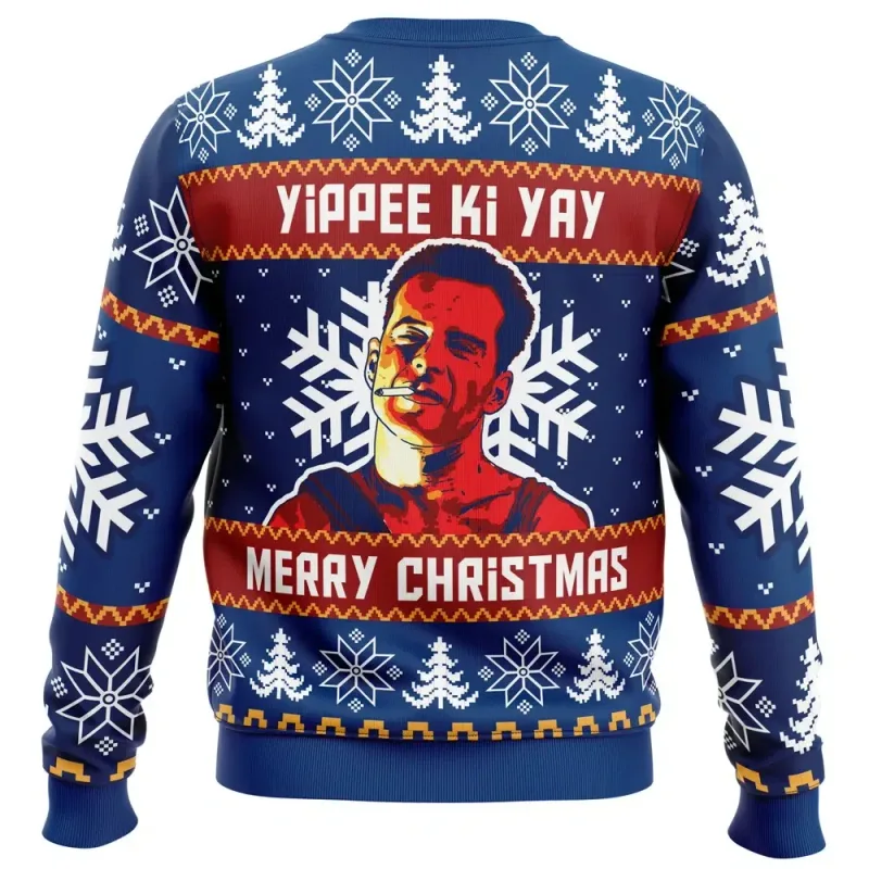 Yippee Ki Yay Die Hard Print Men's Ugly Christmas Crewneck Sweatshirt Soft Comfy Stylish Relaxed-Fit Plus Size Autumn Winter — image 6