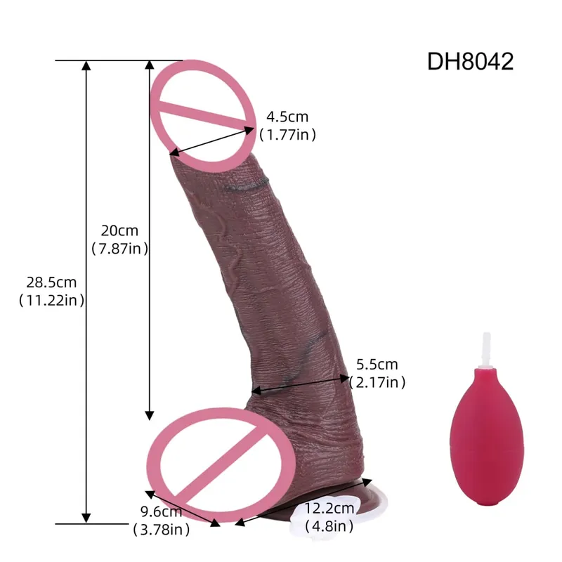 Silicone Lifelike Double Layers Ejaculating Penis Squirting Long Dildo With Sucker Anal Sex Toys For Men Women Masturbator — image 9