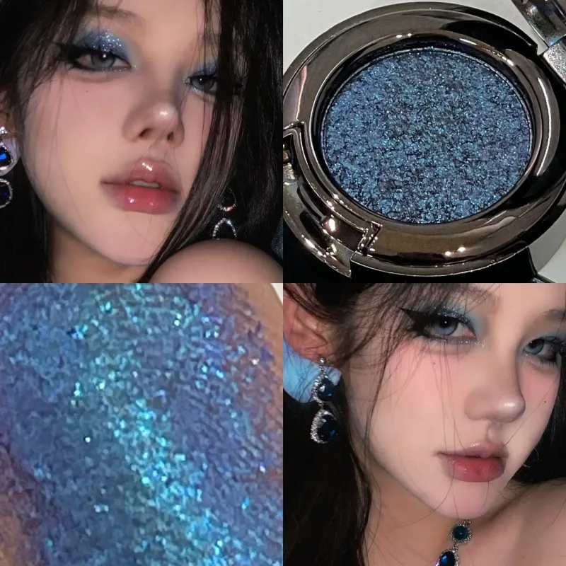 Metallic Glitter Black Blue Eyeshadow Purple Green Metallic Highlighter Eyeshadow Diamond Long Lasting Eye Makeup Women Cosmetic