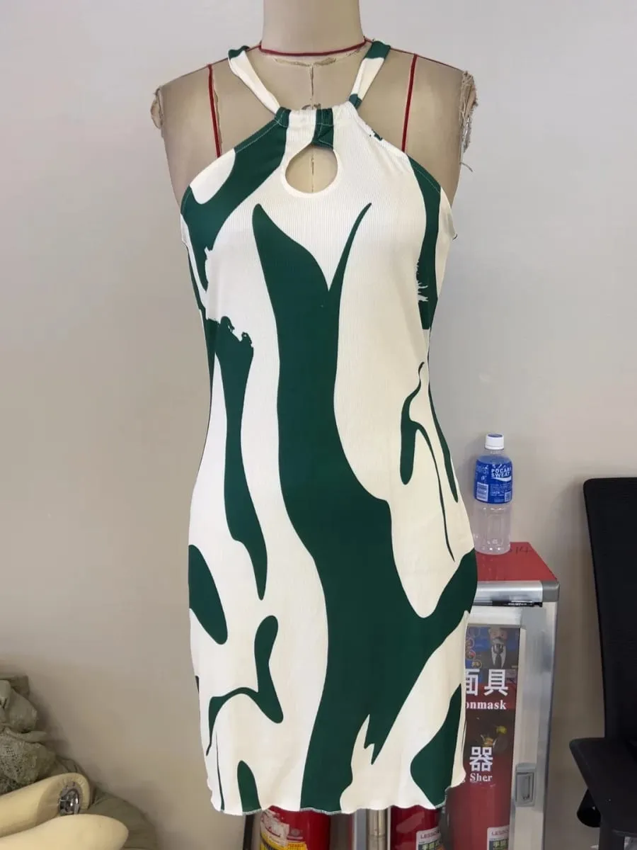 2026 New Spring and Summer Printed Sexy Off-shoulder Lace-up Loose Women's Dress Ladies — image 3