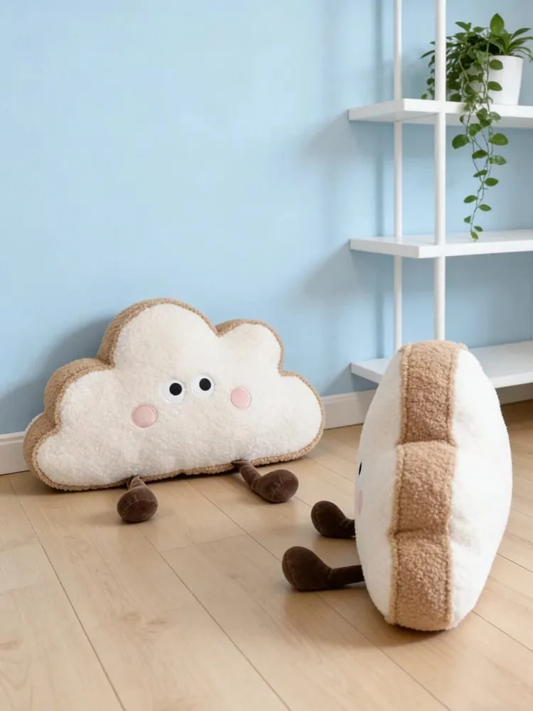 35~65cm Toast Cloud Plush Pillow Kawaii Humanoid Decor Plushie Sofa Chair Back Support Cushion Gift — image 8