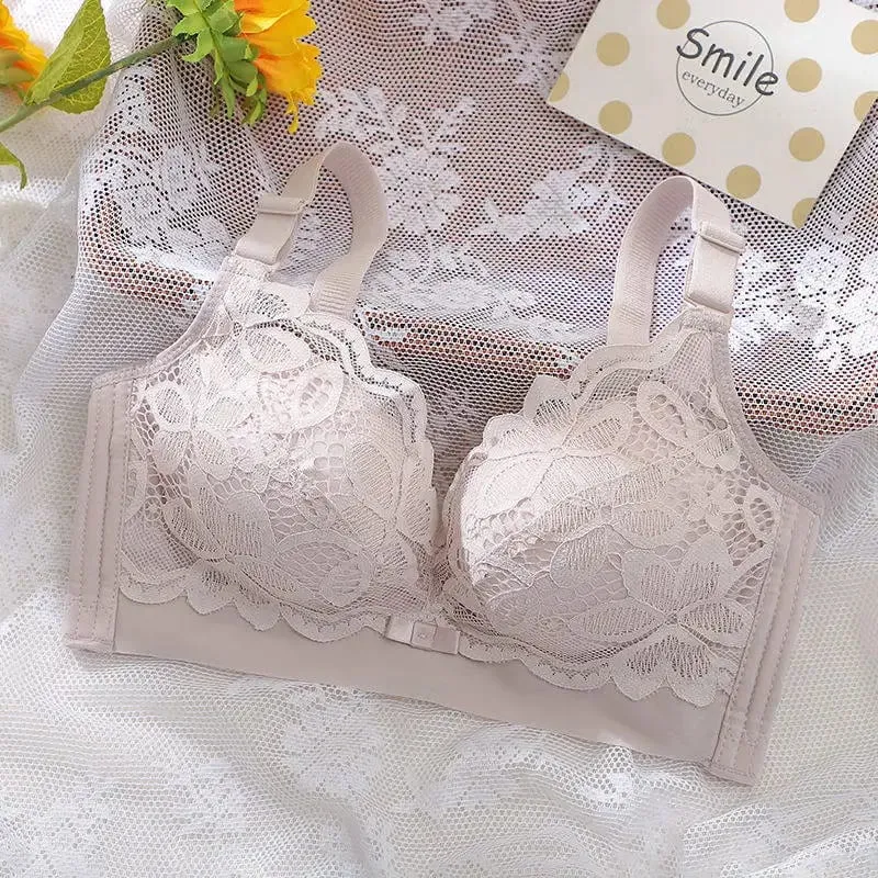 Ultra-Thick Push Up Bra 12cm Thick Cup Lace Gathered Wireless Bra Side Support Full Coverage Lingerie for A/B Cups — image 11