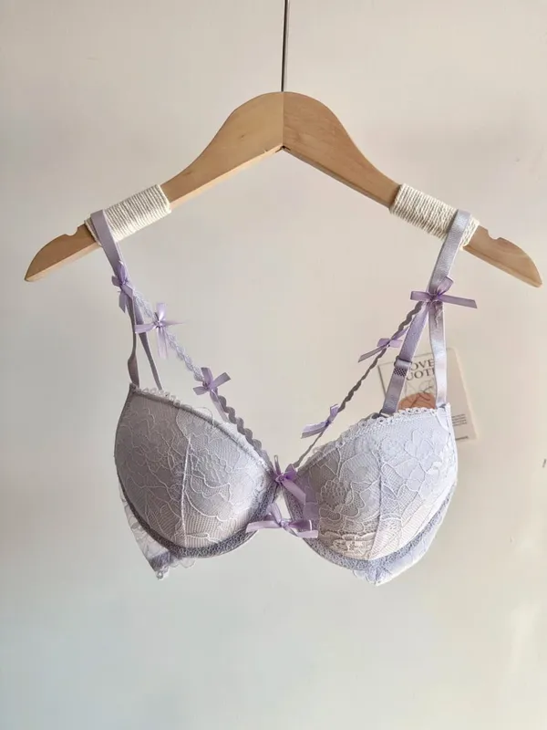 セクシーな Women Red Lace Bridal Lingerie Set Bowknot Push Up Bra Panty Small Bust Pure Style Wedding Party Intimate Underwear 32-38 — image 10