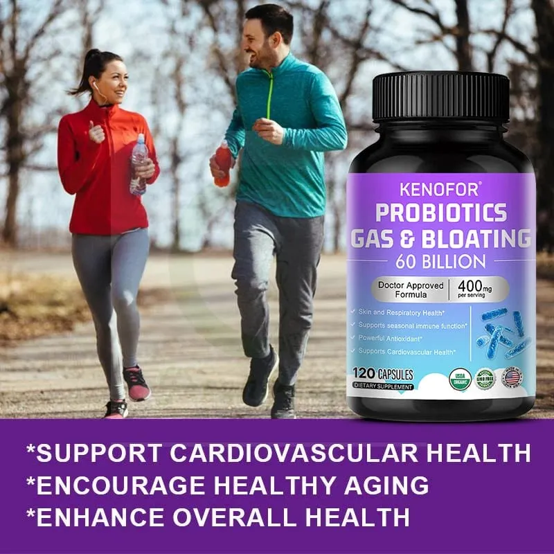 60 Billion CFU Multi-Strain Probiotic Capsules - Prebiotics + Digestive Enzymes Gut Health & Immune Support 30/60/120 Counts — image 1
