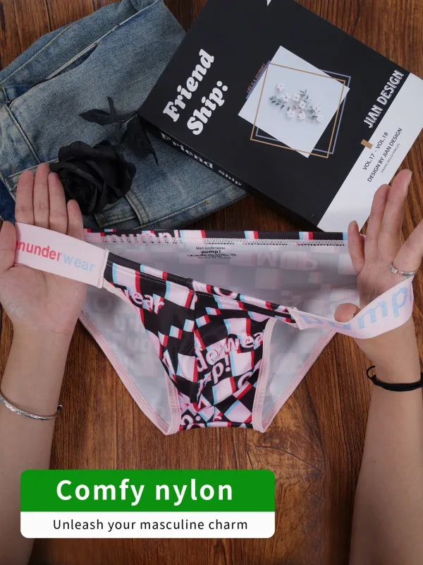 Men's Printed Briefs U Convex Pouch Elastic Waistband Letter Logo Breathable Fashion Underwear — image 4