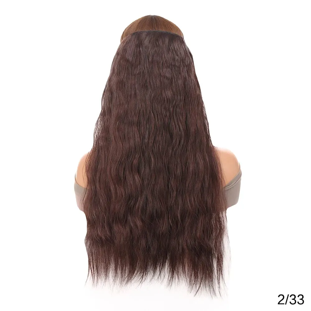 22" Invisible Wire Hair Extensions Water Wave Gray Black No Clip One Piece Synthetic Hairpiece Women Natural Heat Resistant Hot — image 8