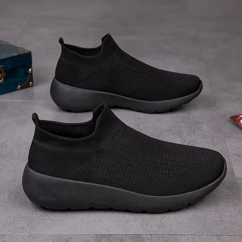 Men's Casual Sports Shoes Breathable Lightweight Sneakers Outdoor Mesh Black Running Shoes Sports Jogging Walking Shoes