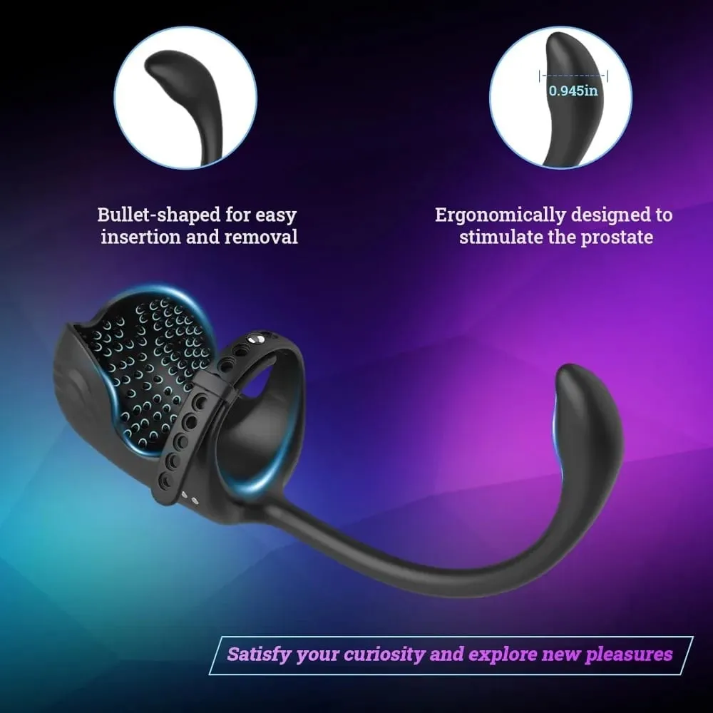 3 ใน 1 Anal Plug Vibrator Testicle Taint Stimulator Vibrating Cock แหวนรีโมทคอนโทรลชายต่อมลูกหมากนวดเพศของเล่นสำหรับคู่ — image 6
